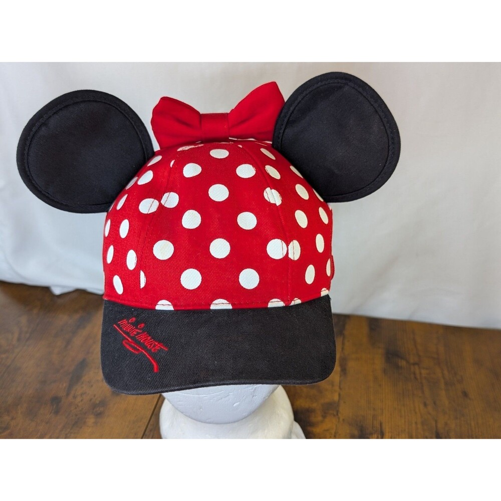 Walt Disney World Youth Minnie Mouse Hat Polka Dot with Ears and Bow Adj